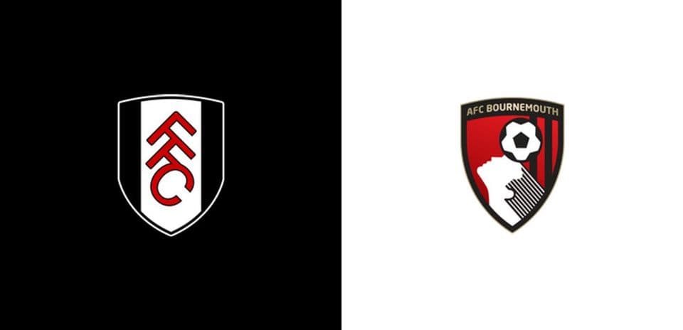 Logos de Fulham y AFC Bournemouth en fondo contrastante