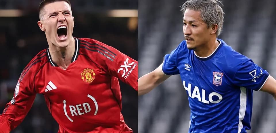 Jugadores de Manchester United e Ipswich en acción
