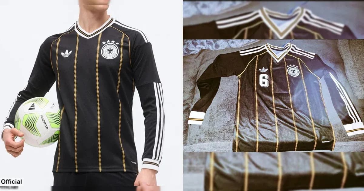 Camisa de fútbol negra de Alemania con balón