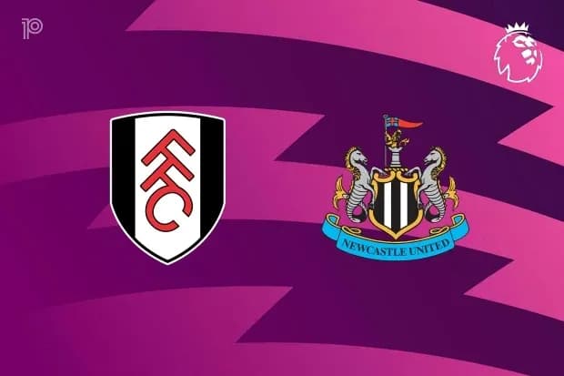 Logos de Fulham y Newcastle United en fondo morado