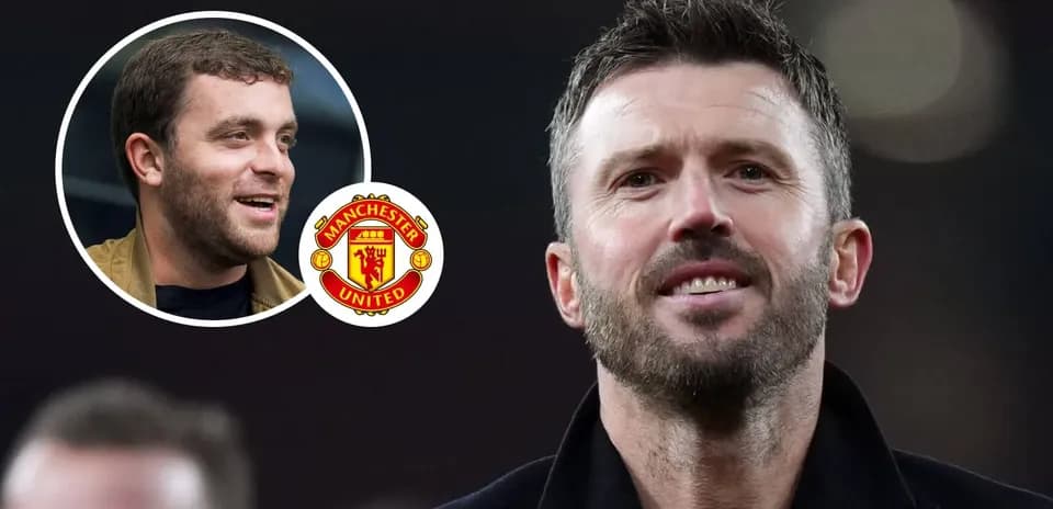 Michael Carrick and journalist discussing Manchester United