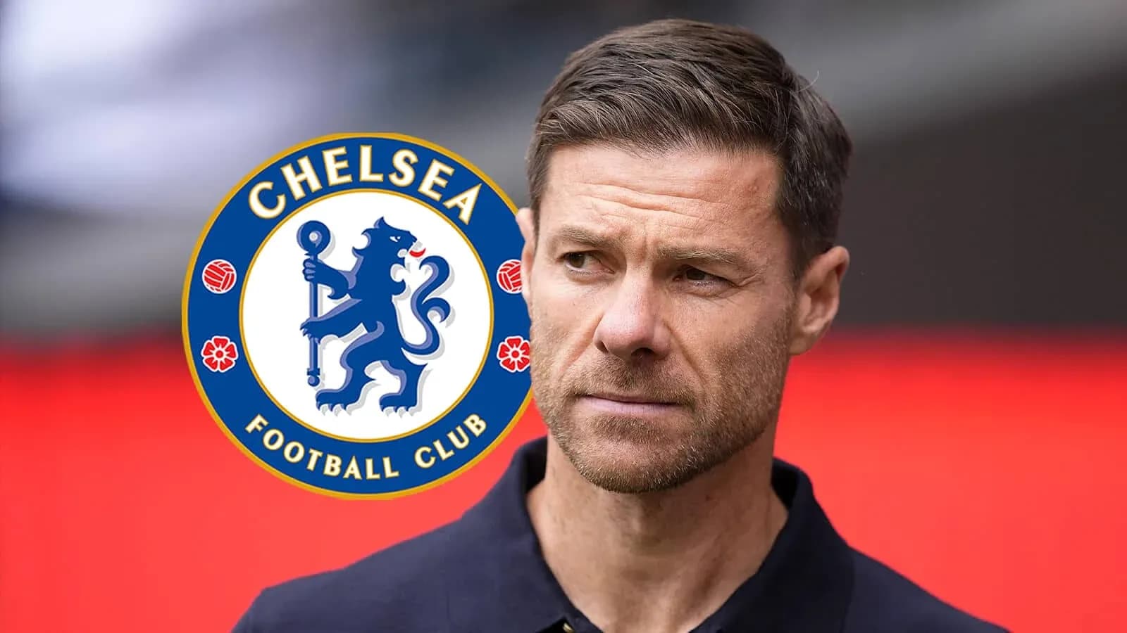 Entrenador de Chelsea con logo del club de fondo