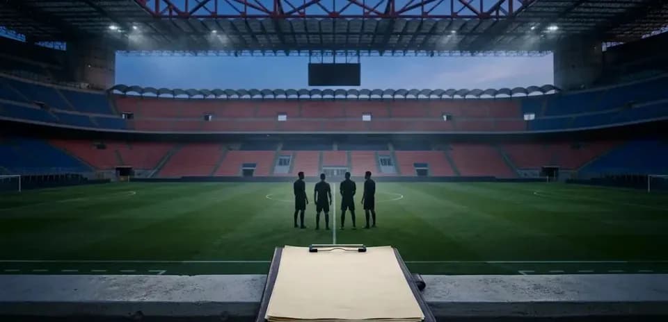 Árbitros en el campo de fútbol antes del partido