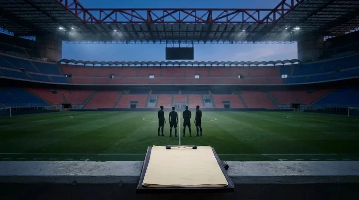 Árbitros en el campo de fútbol antes del partido