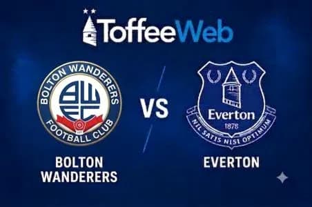 Logos de Bolton Wanderers y Everton en cartel