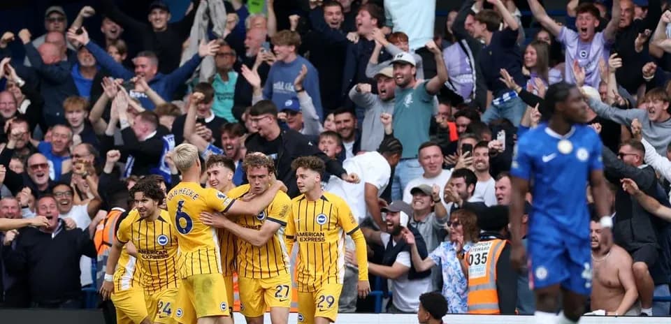 Celebración de gol de Brighton contra Chelsea