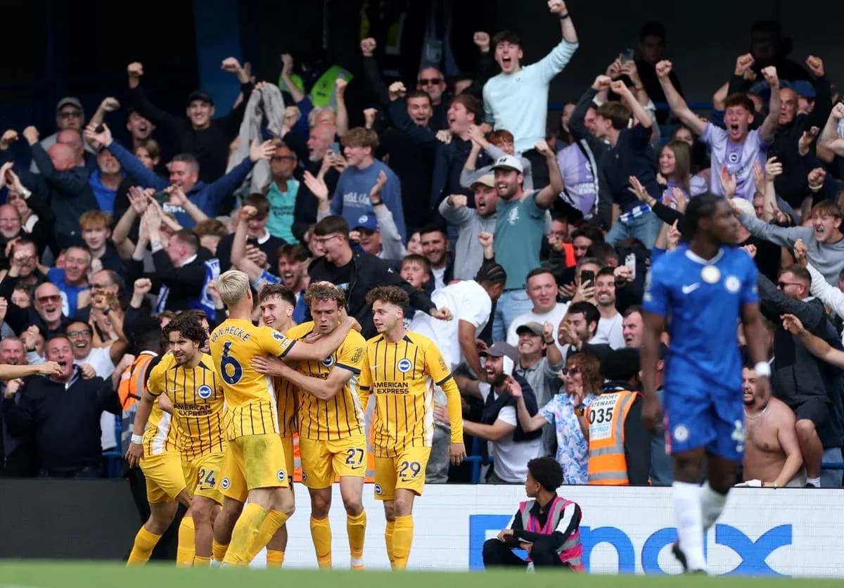 Celebración de gol de Brighton contra Chelsea