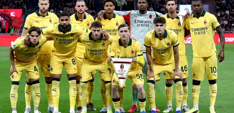 Jugadores de AC Milan posando para la foto