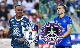 Jugadores de Mazatlán y Pachuca en el partido