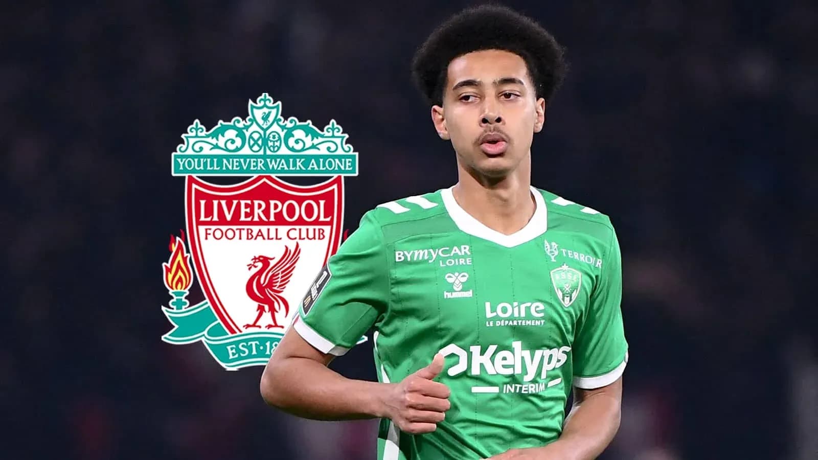 Jugador de fútbol con camiseta verde de Saint-Étienne