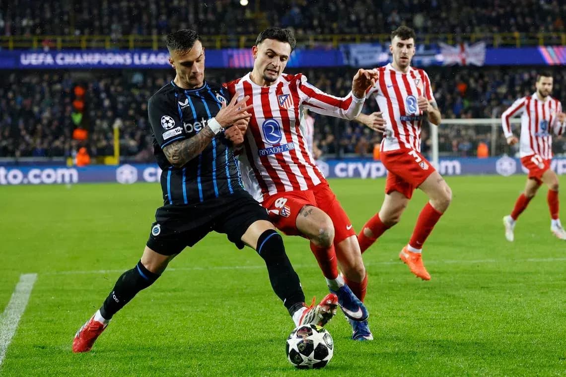 Club Brugge empata 3-3 ante Atletico Madrid en la UEFA Champions League
