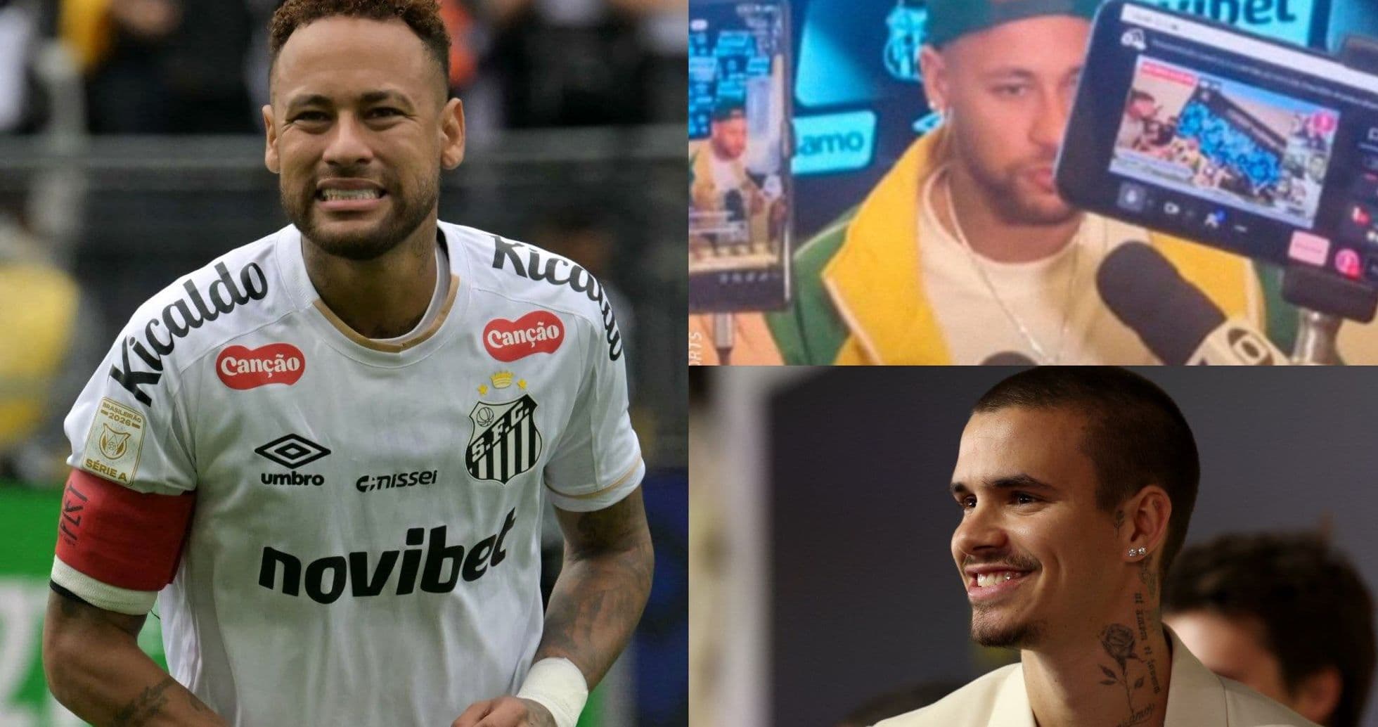 Neymar jugando y siendo entrevistado, con otro hombre