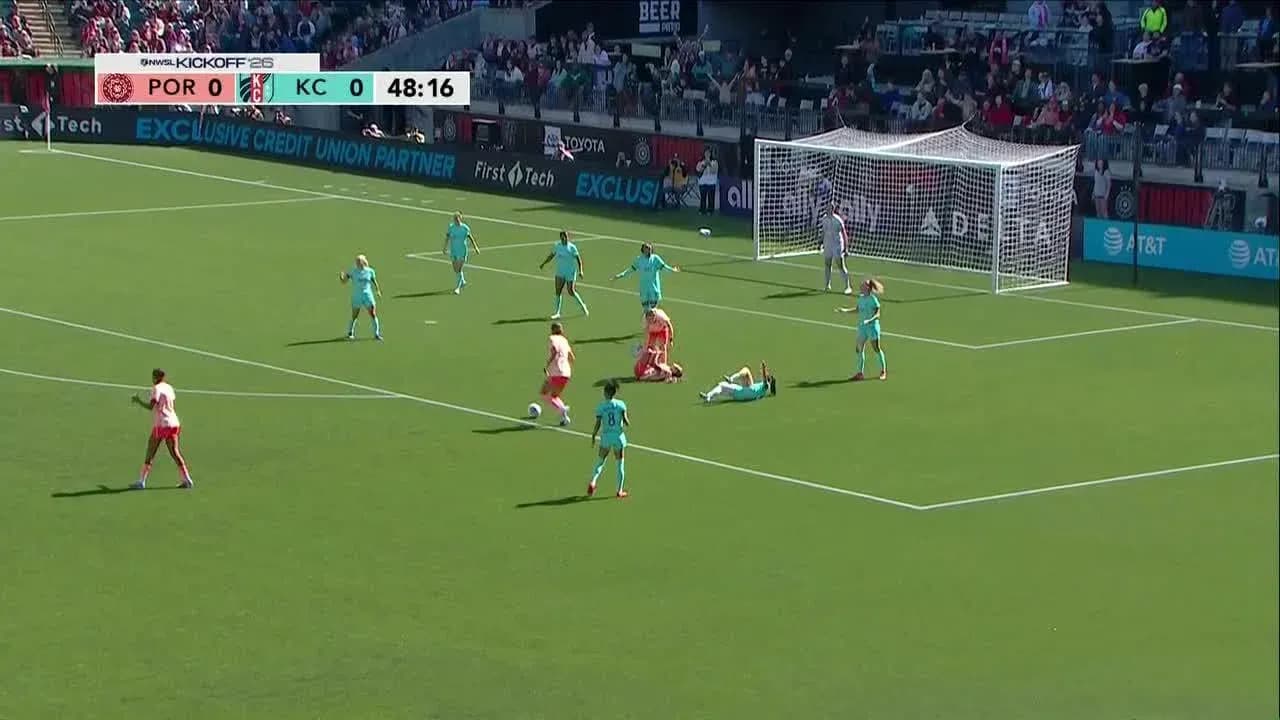 Acción durante el partido Kansas City vs Portland Thorns