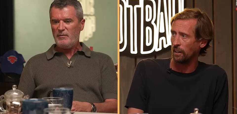 Roy Keane y Peter Crouch en una conversación