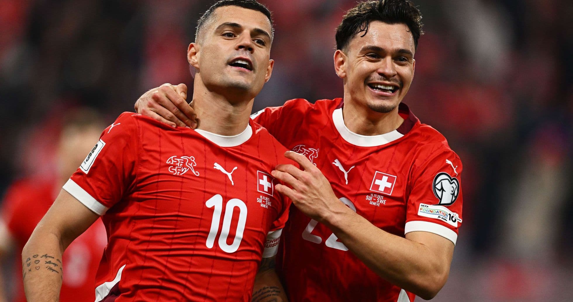 Jugadores de Suiza celebrando un gol
