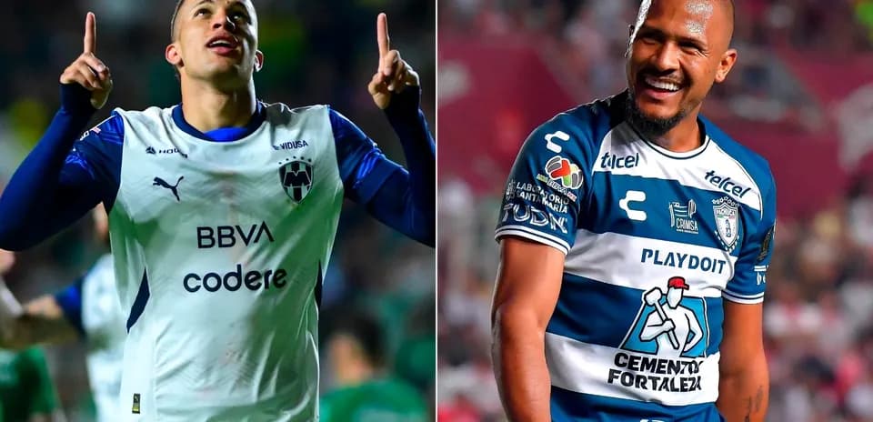 Jugadores de Monterrey y Pachuca en el partido