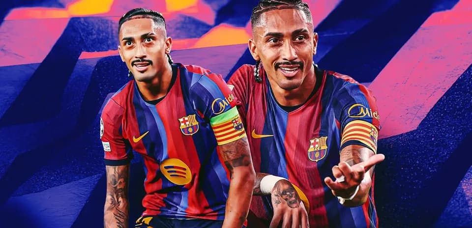 Jugador del FC Barcelona posando en uniforme