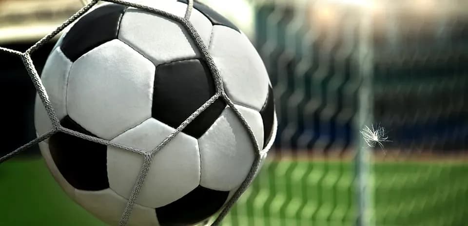 Balón de fútbol dentro de la red de la portería