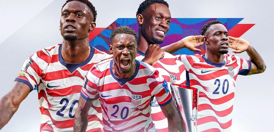 Jugador de Estados Unidos en varias poses de celebración