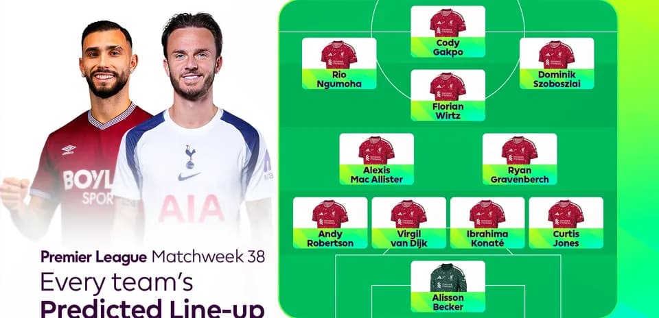 Predicted lineup for Premier League Matchweek 38