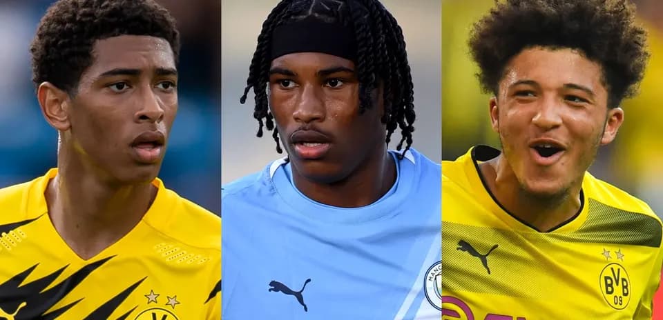 Tres jugadores de fútbol en diferentes camisetas de equipo