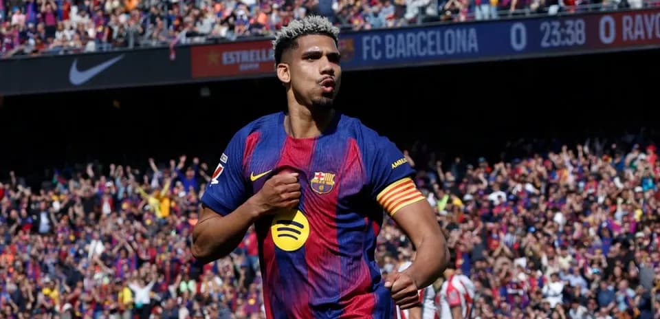 Jugador del Barcelona celebrando un gol en el estadio