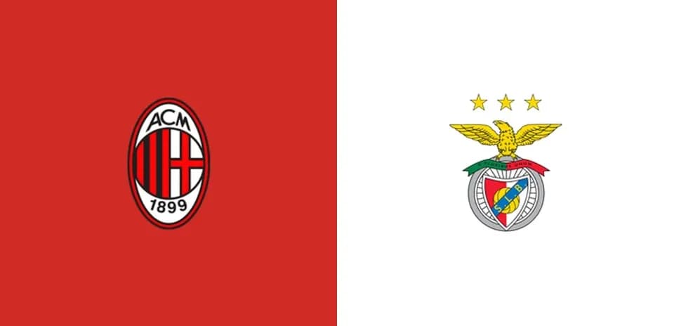 Logos de AC Milan y Benfica en fondo contrastante