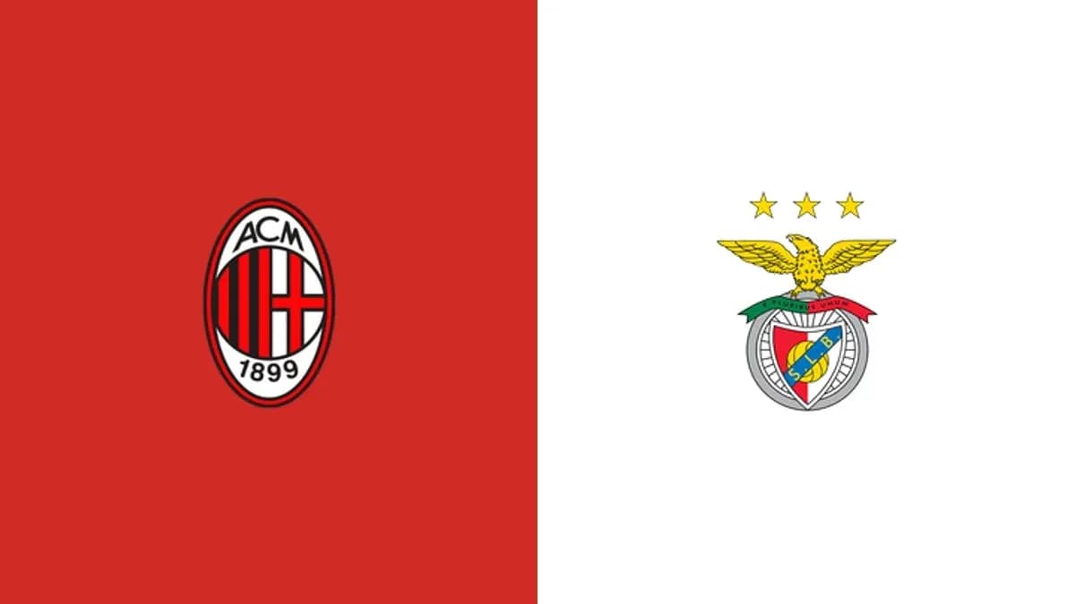 Logos de AC Milan y Benfica en fondo contrastante