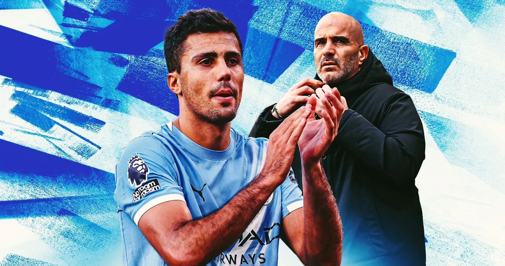 Jugador aplaudiendo con entrenador en el fondo