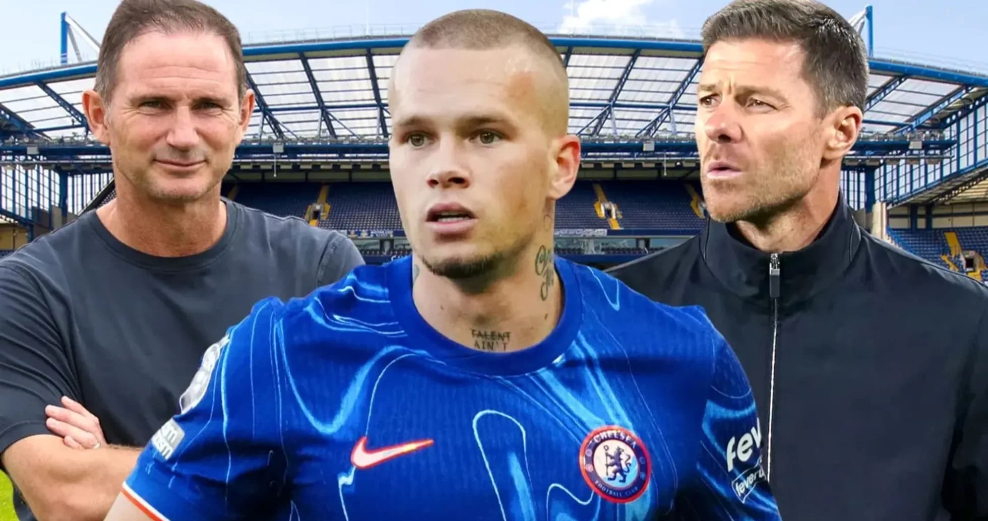 Tres entrenadores en el estadio de Chelsea