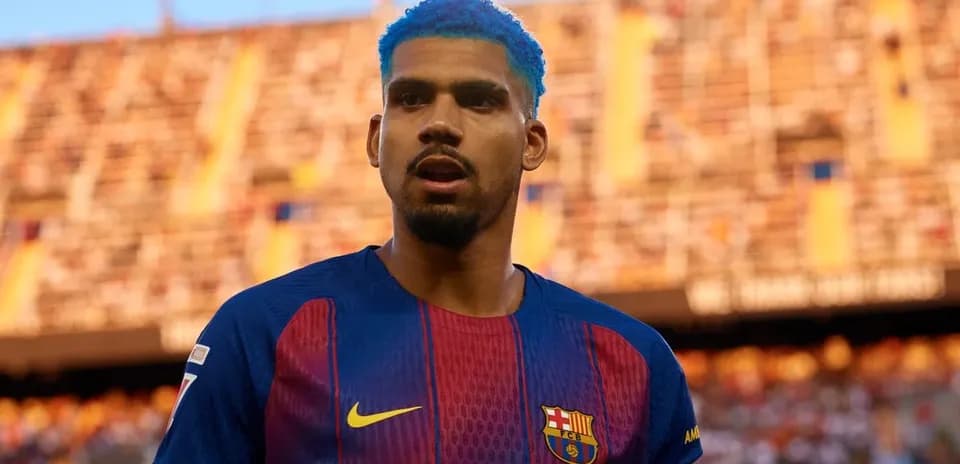 Jugador de fútbol con camiseta del Barcelona en estadio