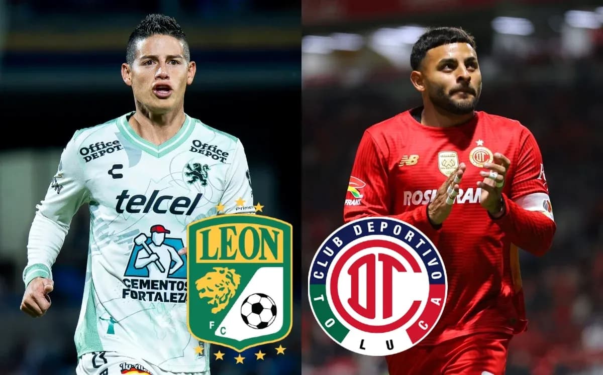 Jugadores de León y Toluca durante el partido