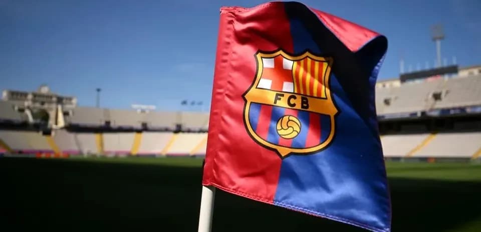 Bandera del FC Barcelona en el estadio