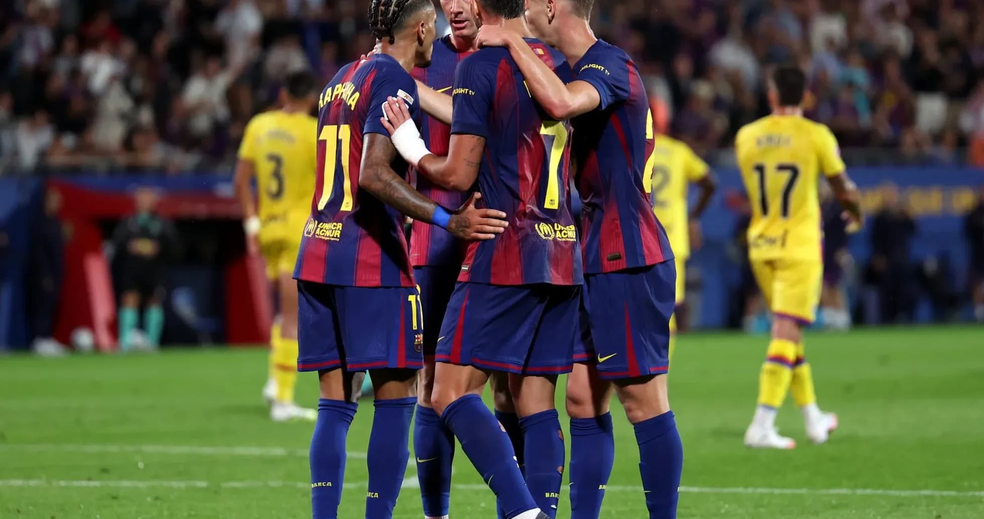 Jugadores del Barcelona celebrando un gol
