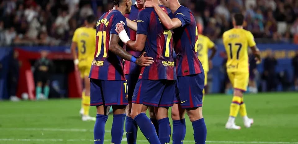 Jugadores del Barcelona celebrando un gol