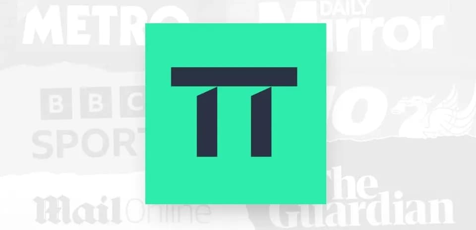 Logo de medio de comunicación sobre fondo de noticias