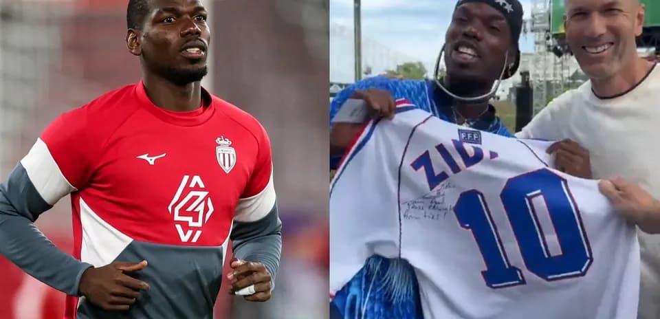 Paul Pogba entrenando y posando con camiseta firmada
