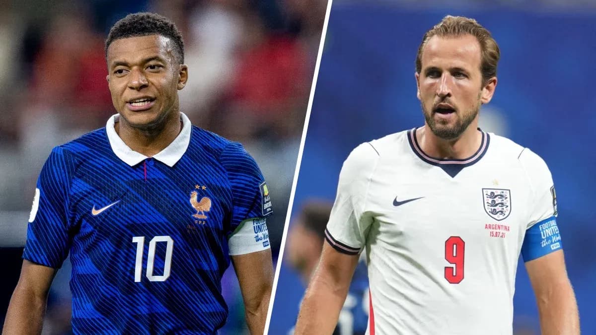 Kylian Mbappé y Harry Kane en el partido