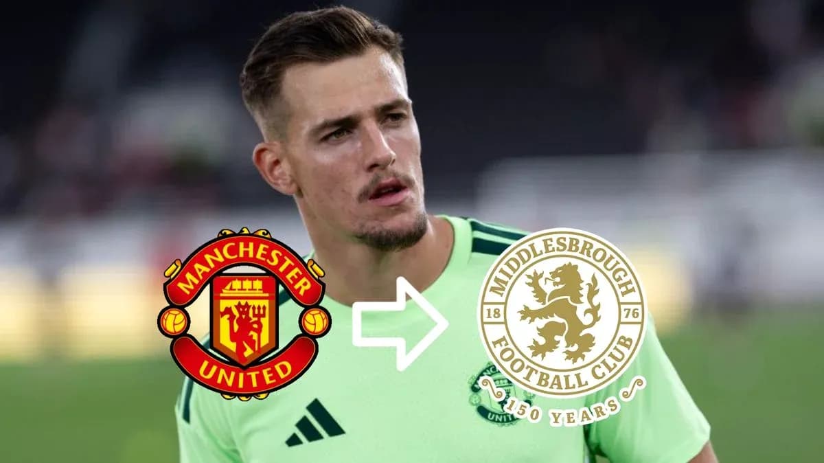 Jugador con uniforme de Manchester United y logos de clubes