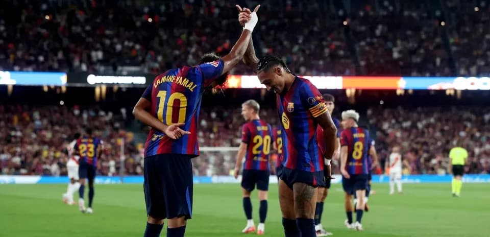 Jugadores del Barcelona celebrando un gol