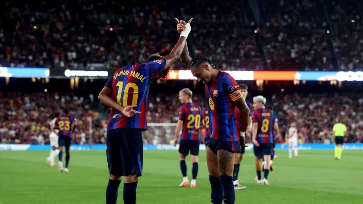 Jugadores del Barcelona celebrando un gol
