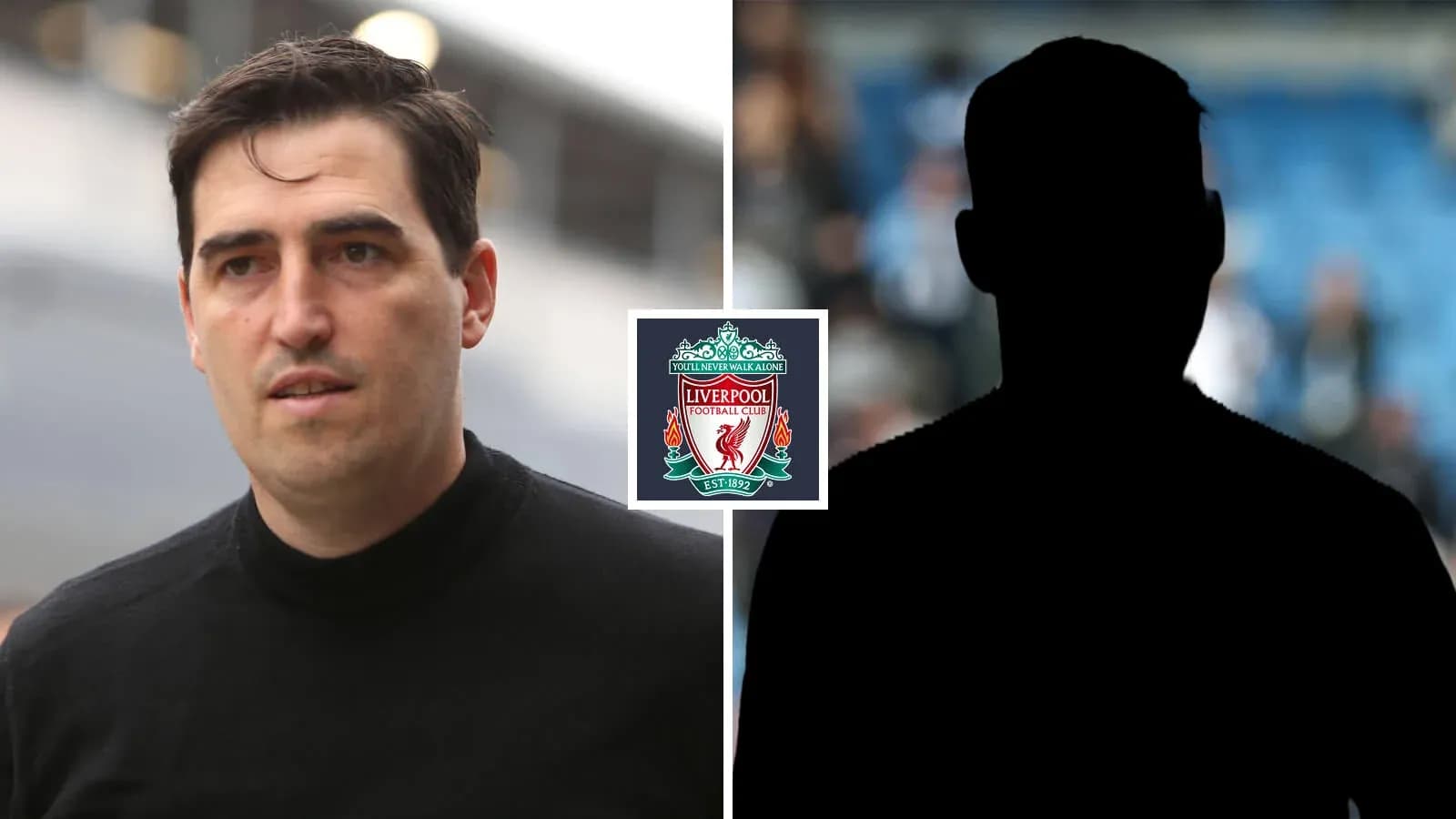 Persona caminando con logo de Liverpool en el fondo