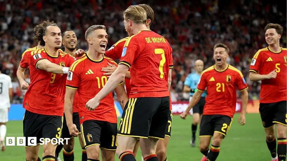 Jugadores de Bélgica celebrando un gol en partido
