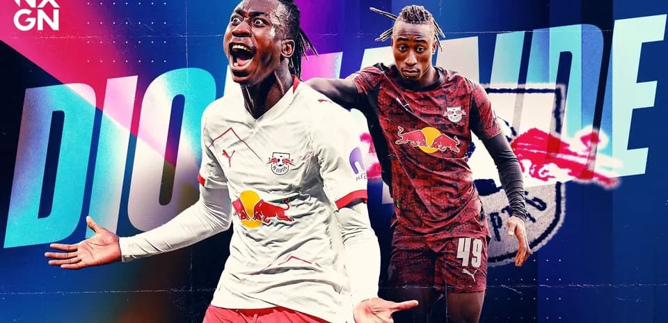 Diohane en uniforme de RB Leipzig celebrando