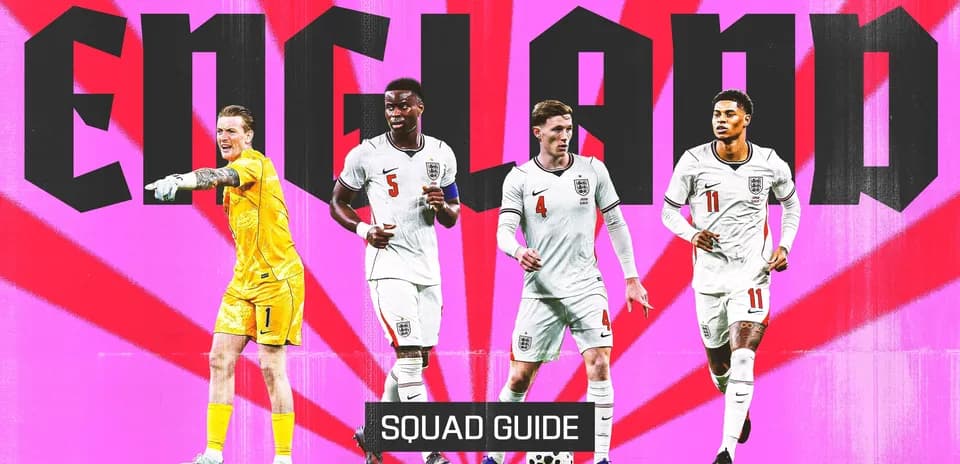 Cuatro jugadores de Inglaterra en fondo colorido