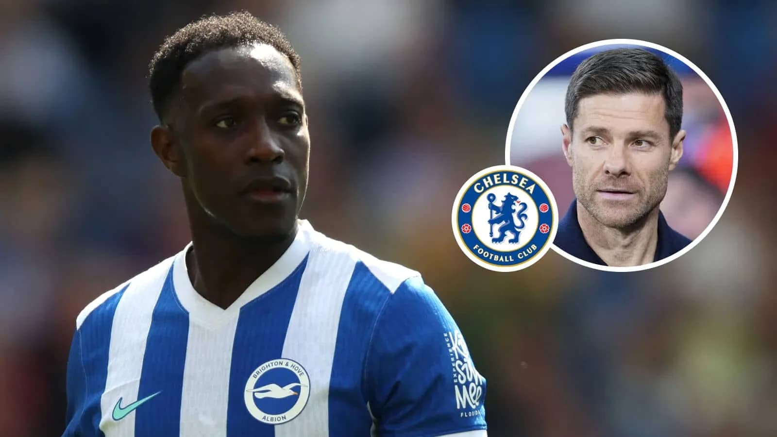 Jugador de Brighton con logo de Chelsea y entrenador