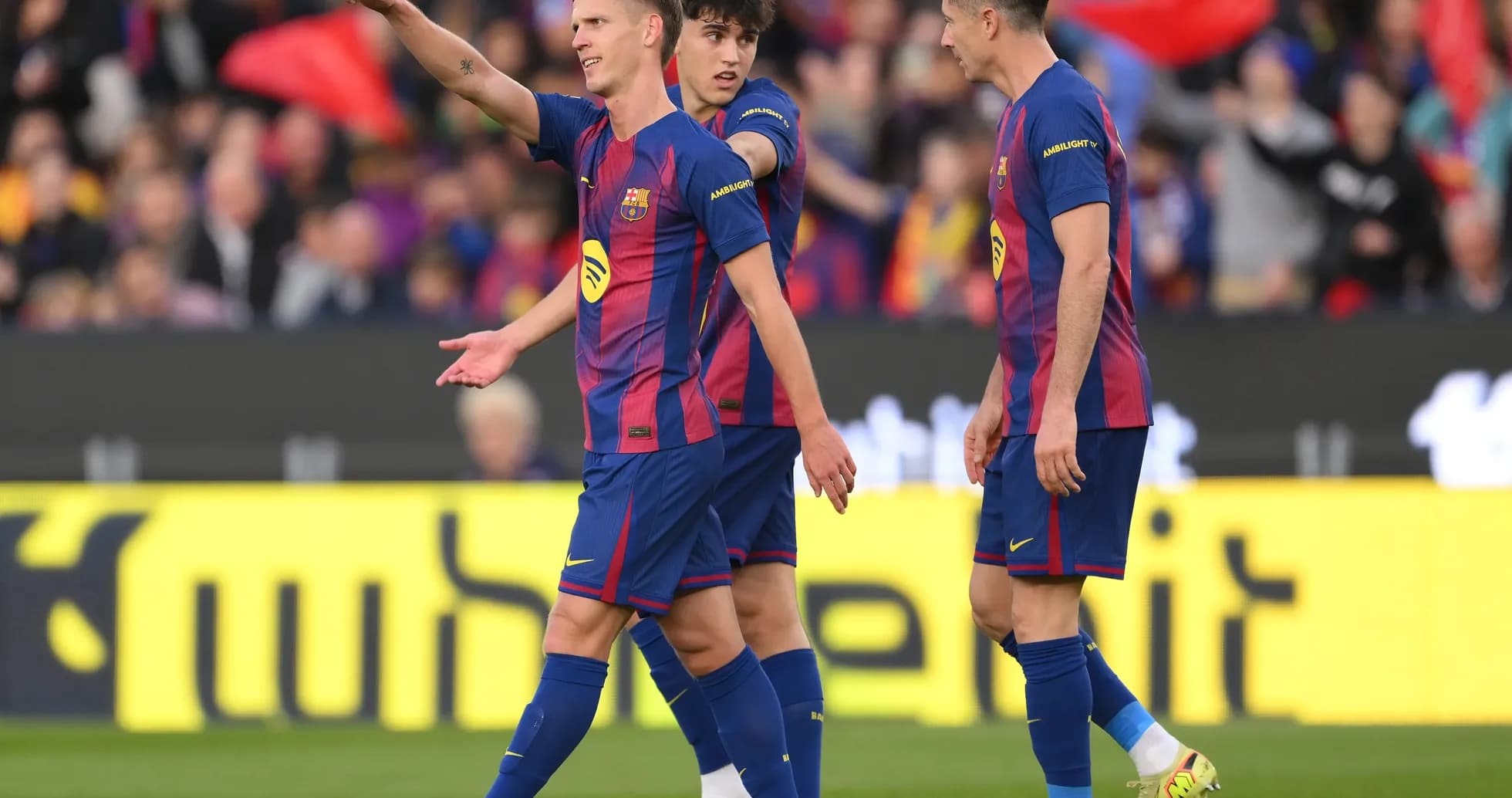 Jugadores del Barcelona celebrando un gol