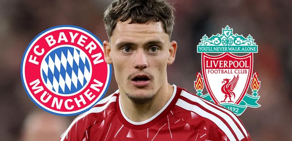 Jugador de Liverpool con logos de Bayern y Liverpool