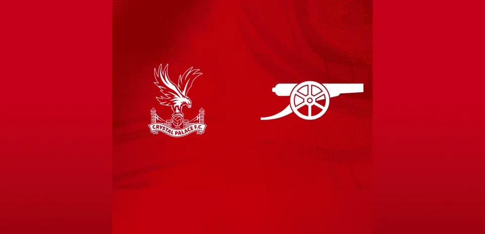 Logos de Crystal Palace y Arsenal en fondo rojo