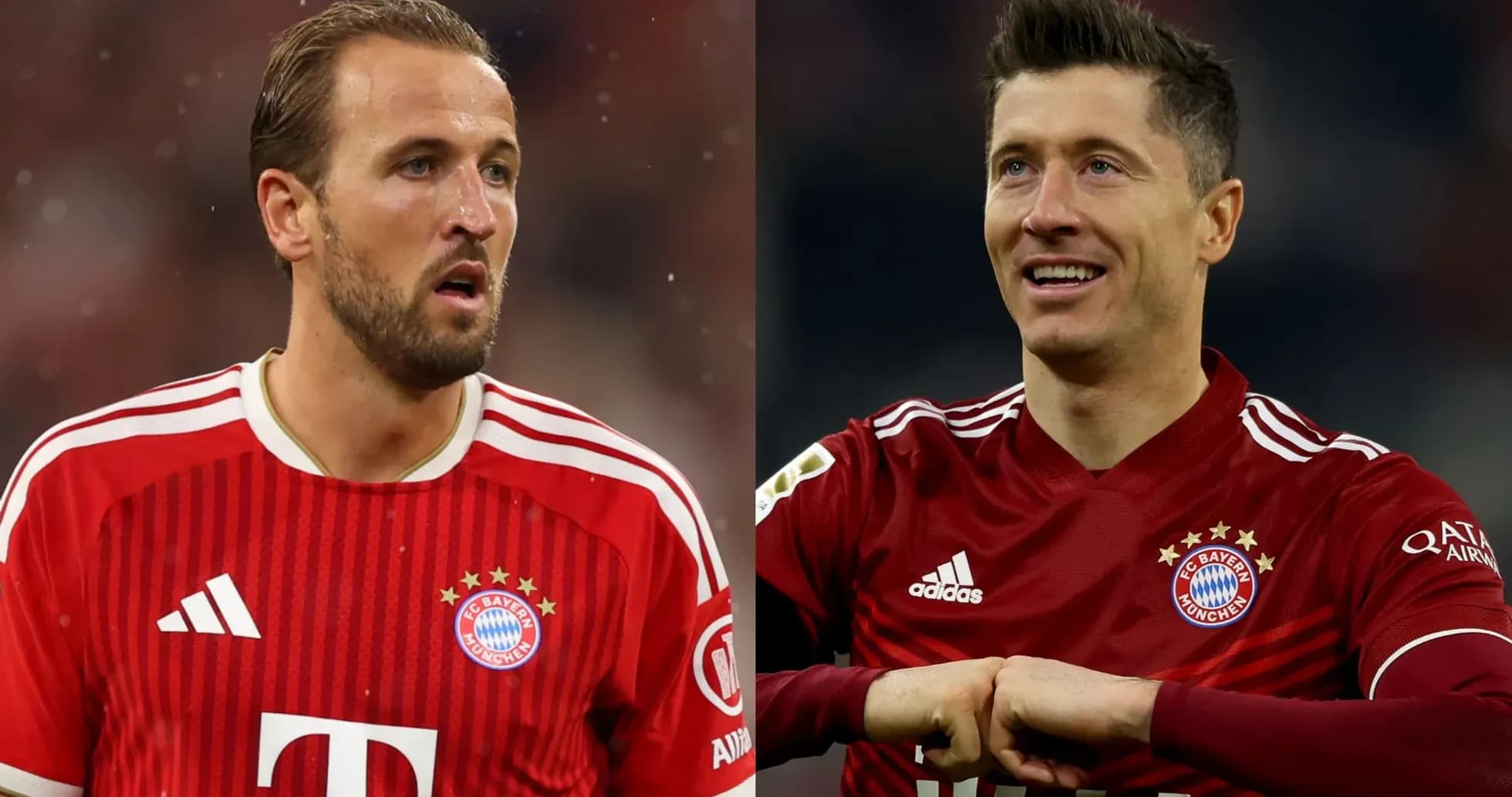 Harry Kane y Robert Lewandowski en uniformes del Bayern Múnich
